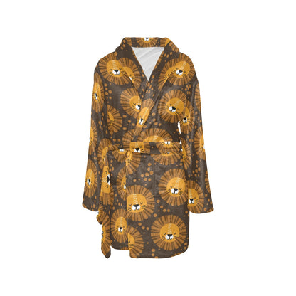 Lion Cartoon Pattern Print Design 01 Women's Fleece Robe