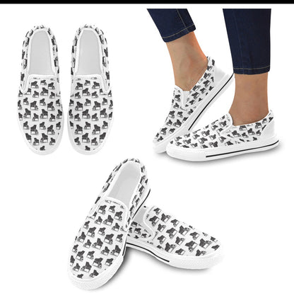 Piano Print Design LKS401 White Slip Ons Canvas Women's Shoes