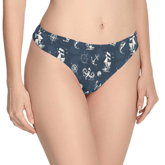 Nautical Sea Themed Print Women's Thongs