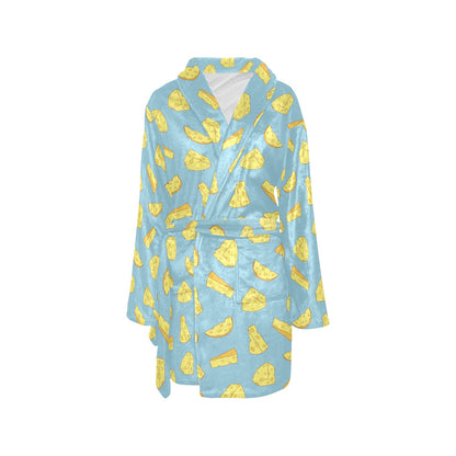 Cheese Pattern Print Design 04 Women's Fleece Robe
