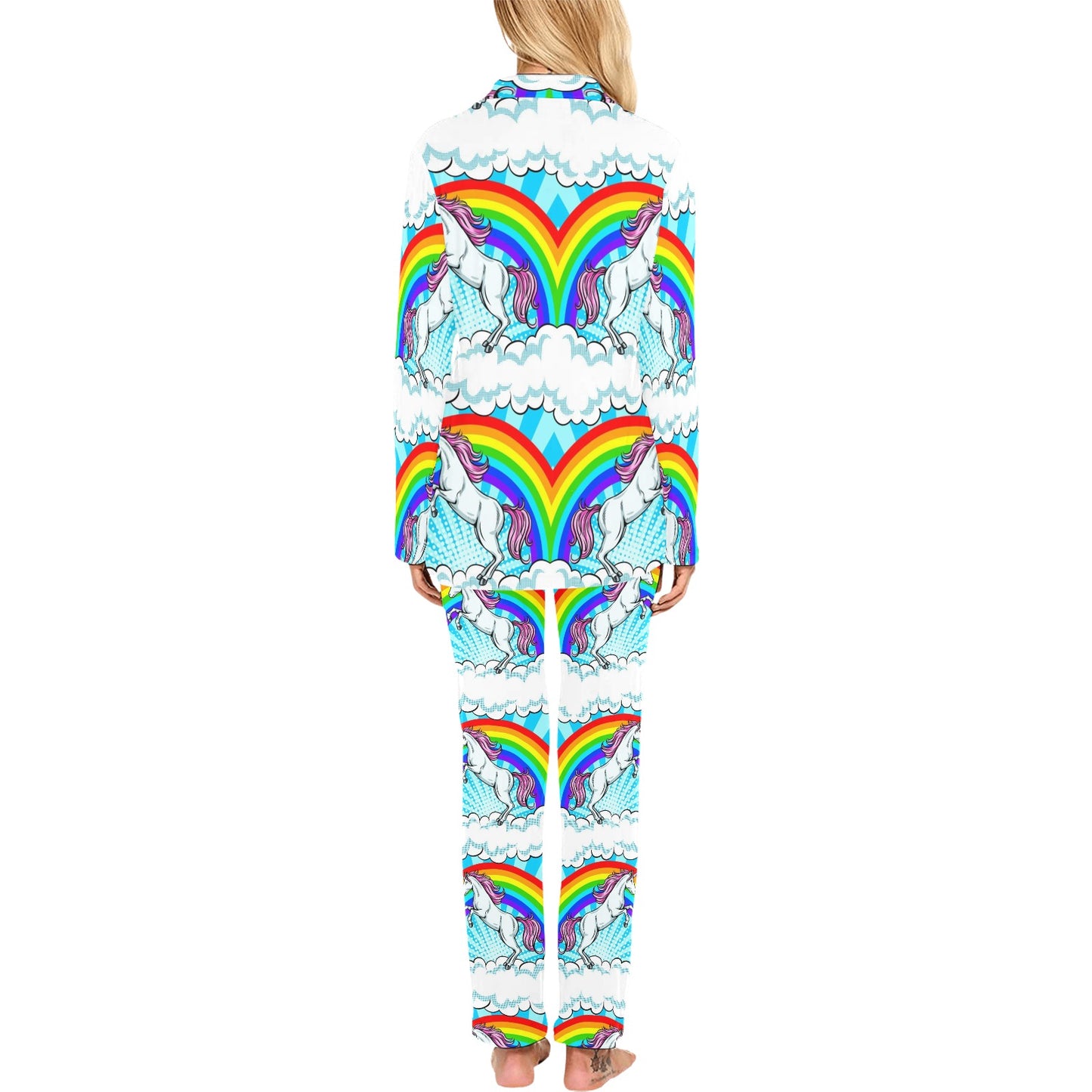 Unicorn Rainbow Women's Long Pajama Set