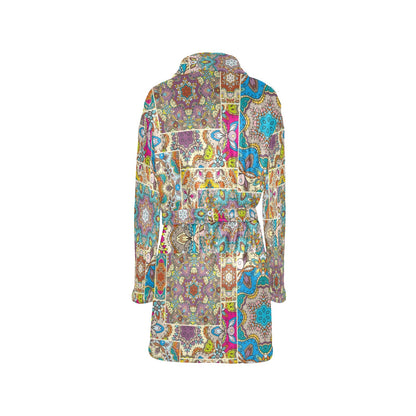 Patchwork Print Design LKS402 Women's Fleece Robe