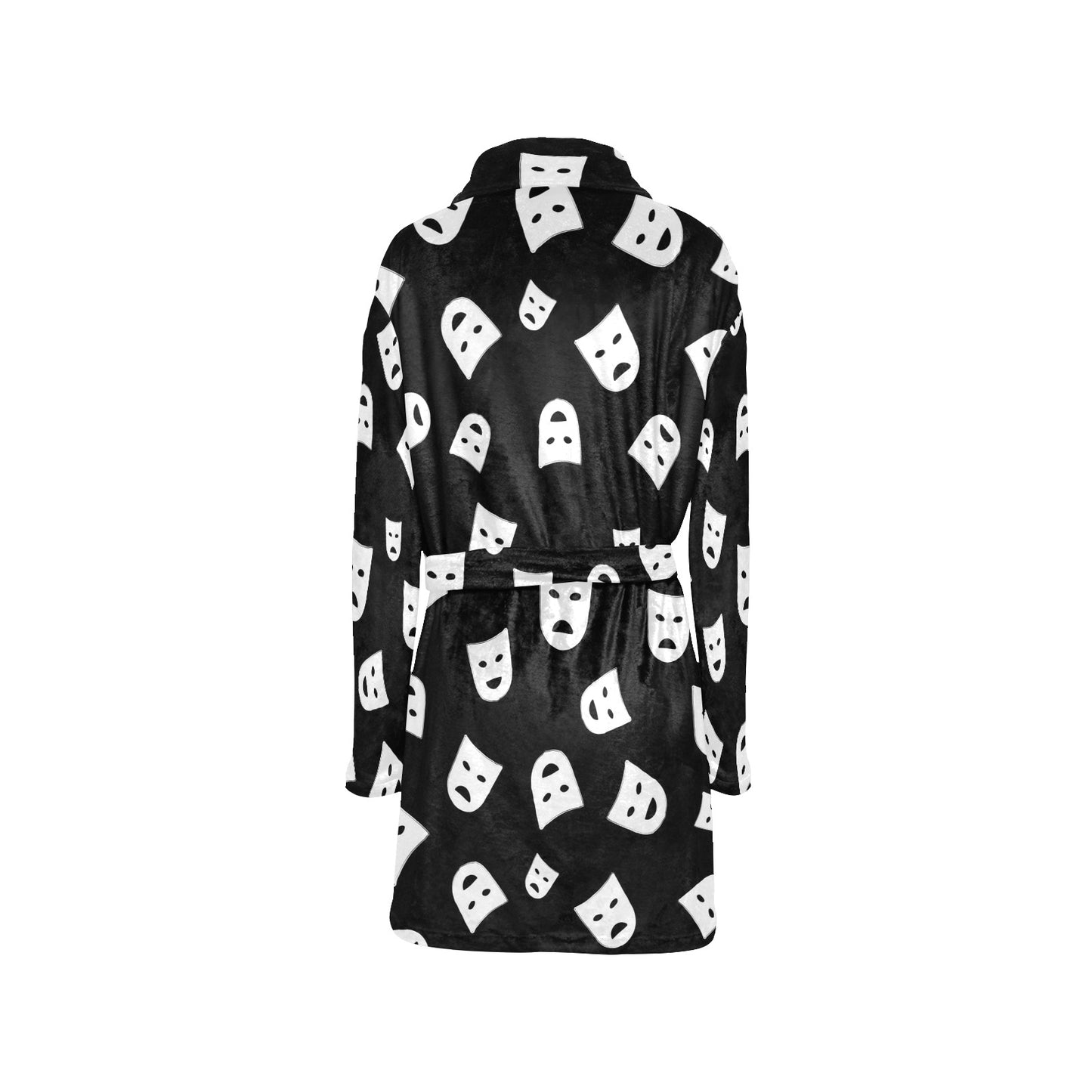 Acting Mask Pattern Print Design 03 Women's Fleece Robe