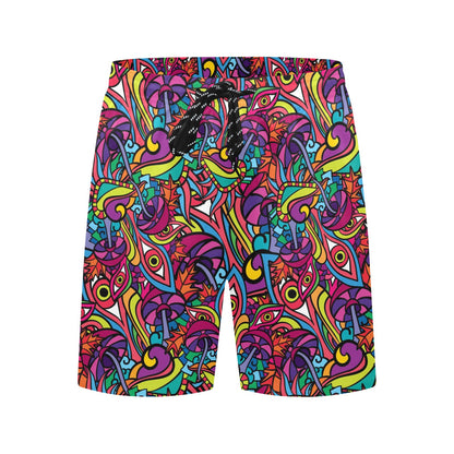 Trippy Print Design LKS302 Men's Swim Trunks Beach Shorts