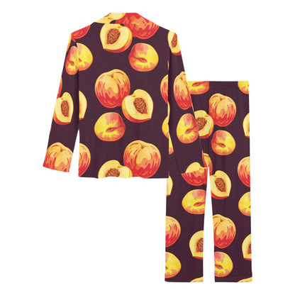 Peach Pattern Print Design A04 Women's Long Pajama Set