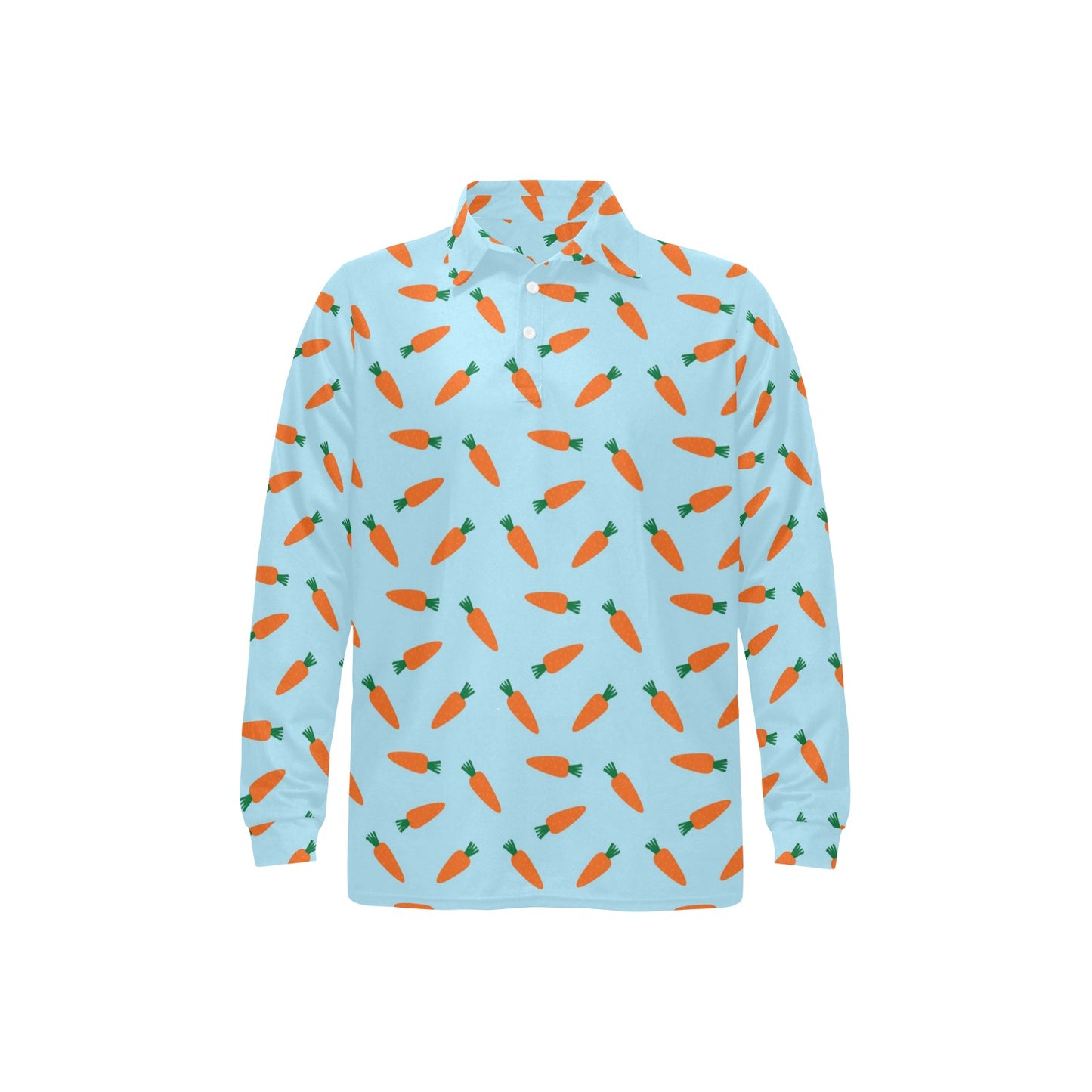 Carrot Pattern Print Design 03 Long Sleeve Polo Shirt For Men's