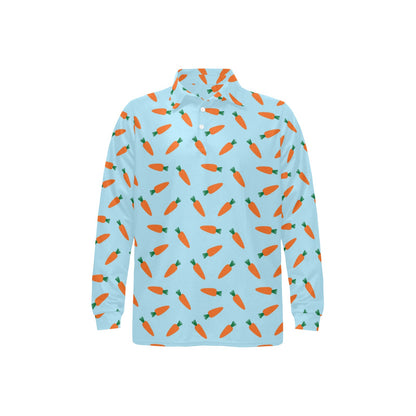 Carrot Pattern Print Design 03 Long Sleeve Polo Shirt For Men's