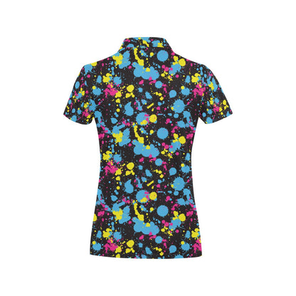 Splatter Colorful Print Design LKS301 Women's Polo Shirt
