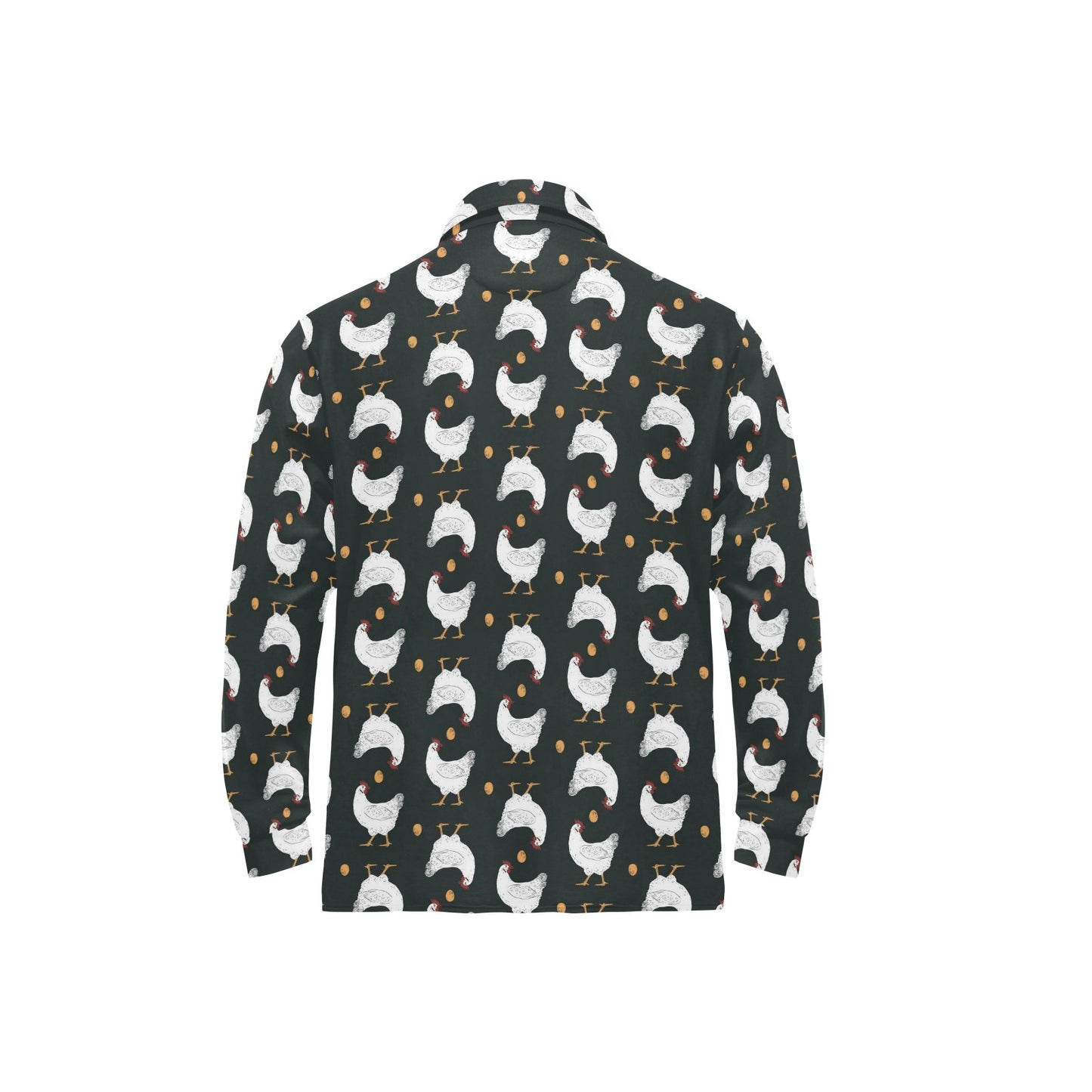 Chicken Pattern Print Design 06 Long Sleeve Polo Shirt For Men's