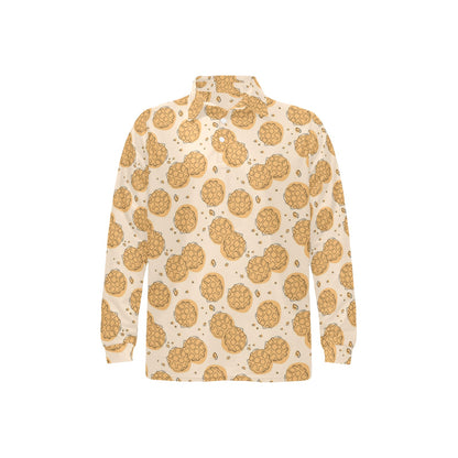 Waffle Print Design LKS303 Long Sleeve Polo Shirt For Men's