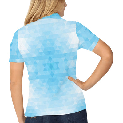 Geometric Blue Pattern Print Design 01 Women's Polo Shirt