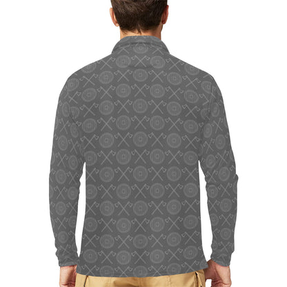 Vikings Print Design LKS303 Long Sleeve Polo Shirt For Men's