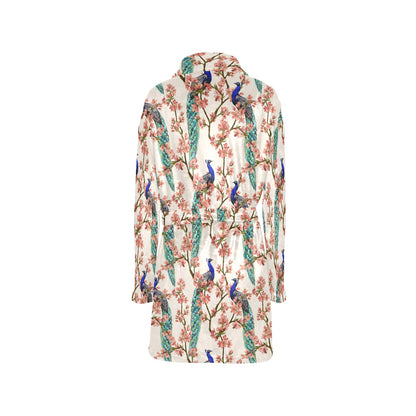Cherry Blossom Peacock Women's Fleece Robe