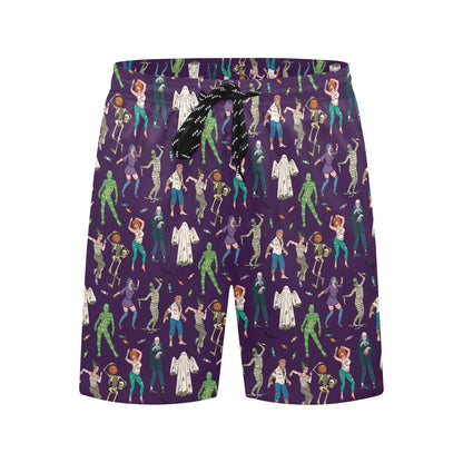 Creepy Zombie Print Design LKS302 Men's Swim Trunks Beach Shorts