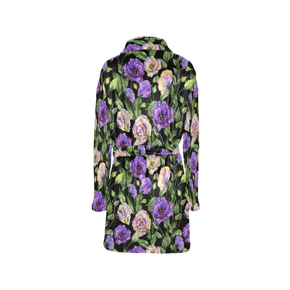 Lisianthus Pattern Print Design LT02 Women's Fleece Robe