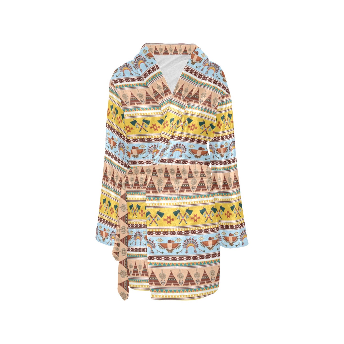 Native American Pattern Design Print Women's Fleece Robe