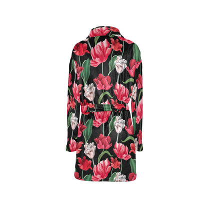 Tulip Pattern Print Design TP08 Women's Fleece Robe