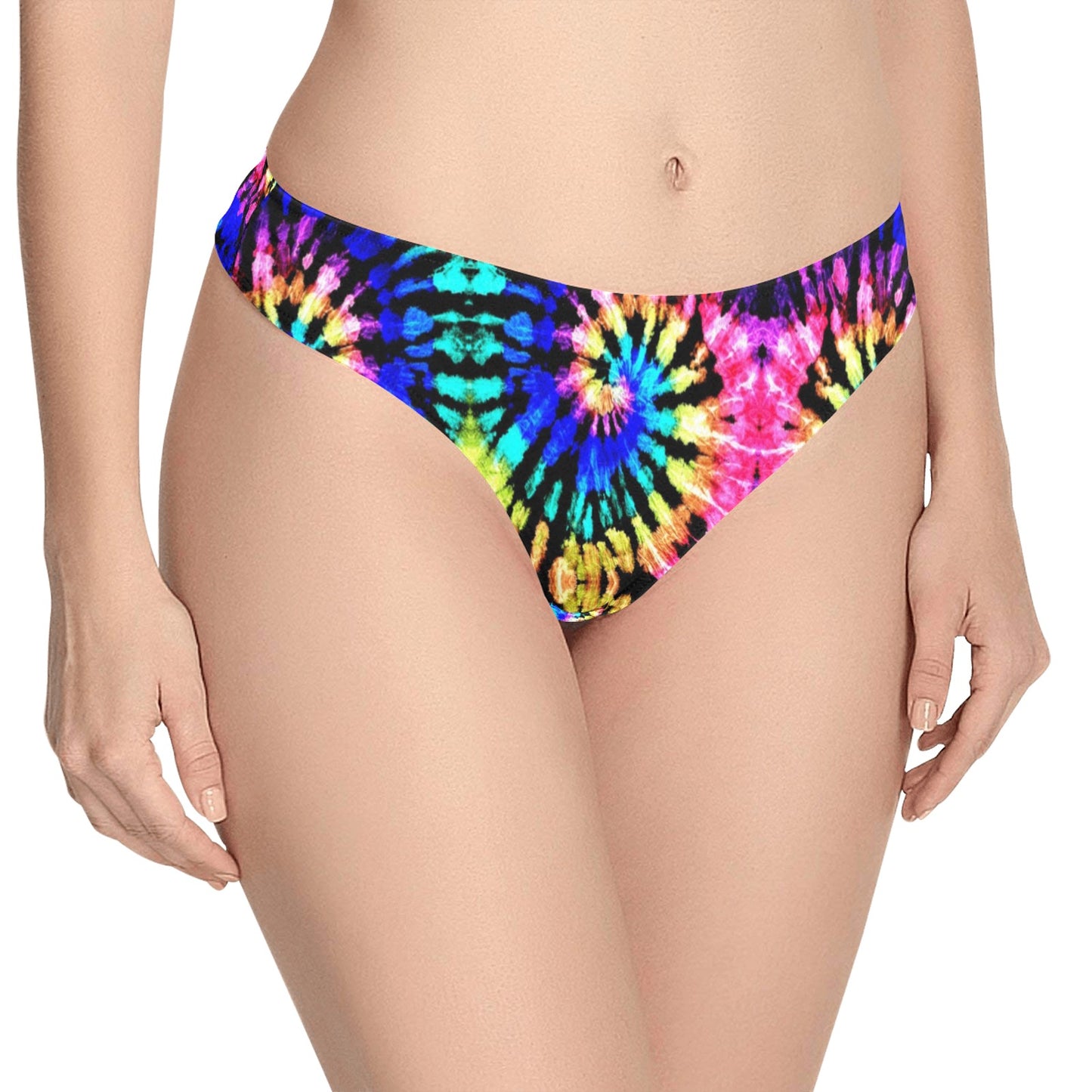 Tie Dye Rainbow Design Print Women's Thongs