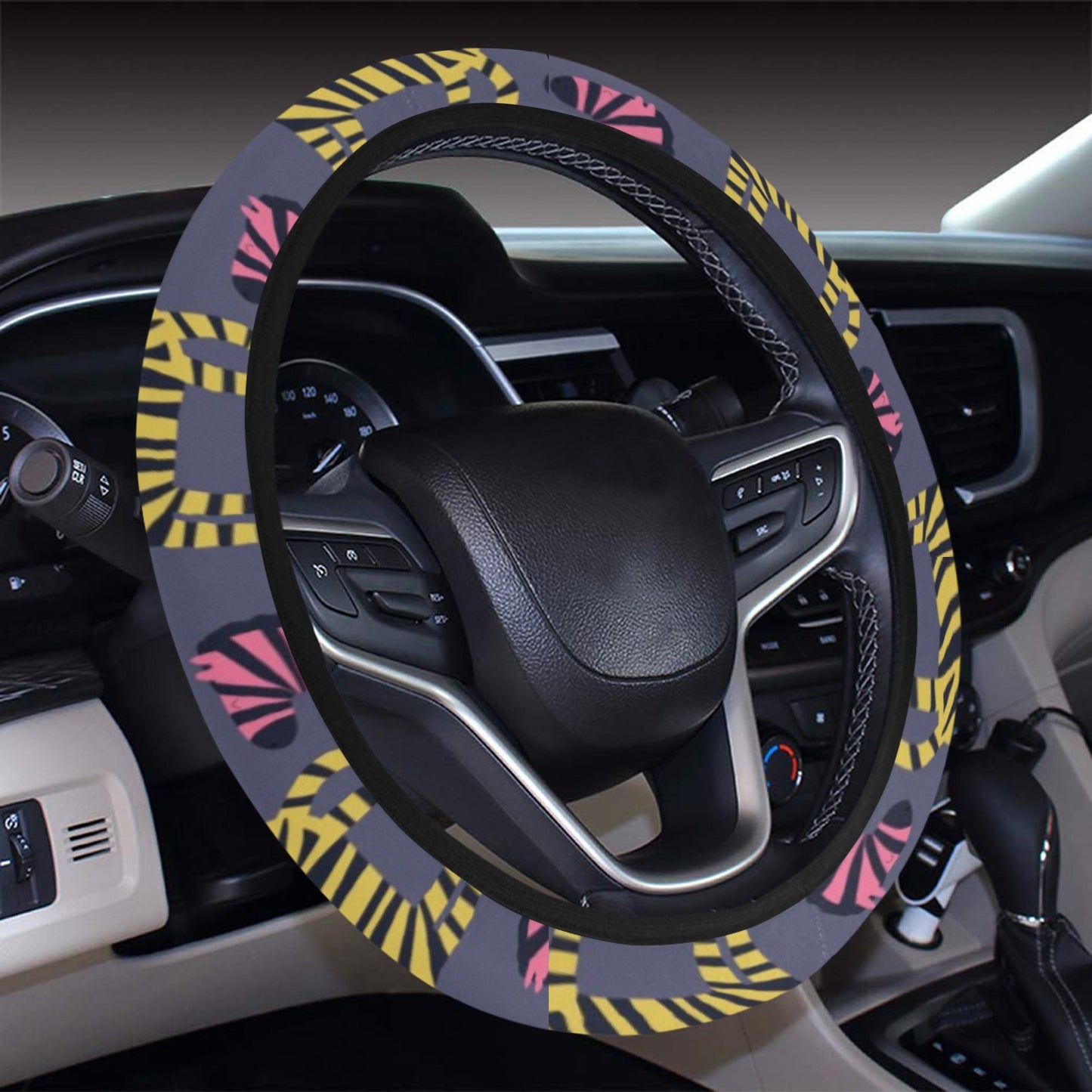 Zebra Print Design LKS303 Steering Wheel Cover with Elastic Edge