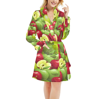 Apple Pattern Print Design AP03 Women's Fleece Robe