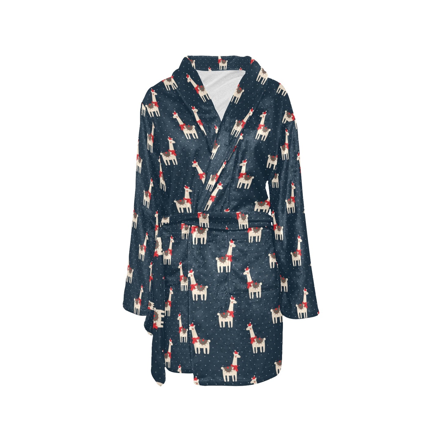Llama with Polka Dot Themed Print Women's Fleece Robe