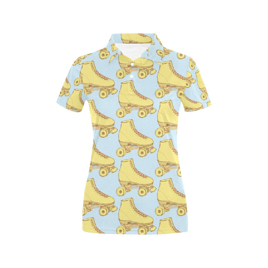 Roller skate Pattern Print Design A03 Women's Polo Shirt