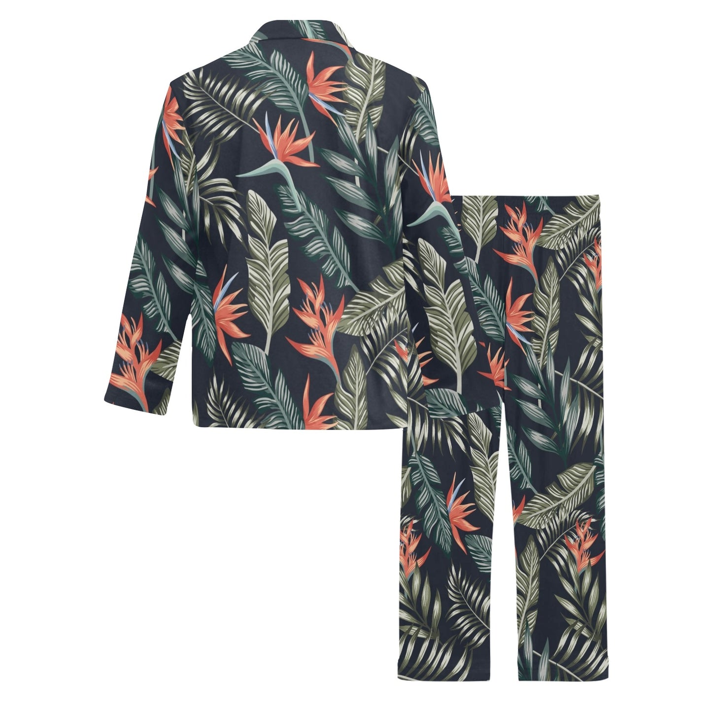 Bird Of Paradise Pattern Print Design BOP02 Men's Long Pajama Set