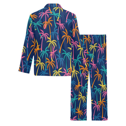 Palm Tree Pattern Print Design PT013 Men's Long Pajama Set