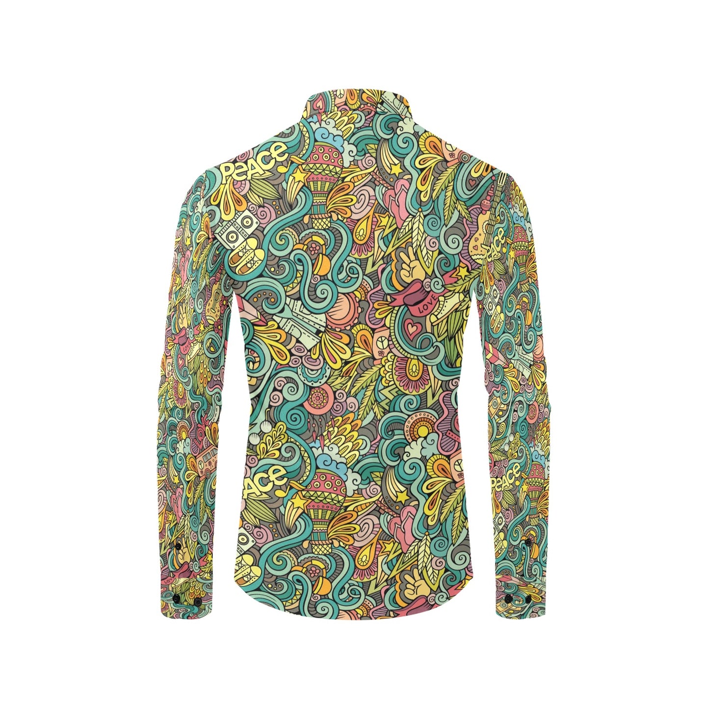 Hippie Print Design LKS302 Men's Long Sleeve Dress Shirt