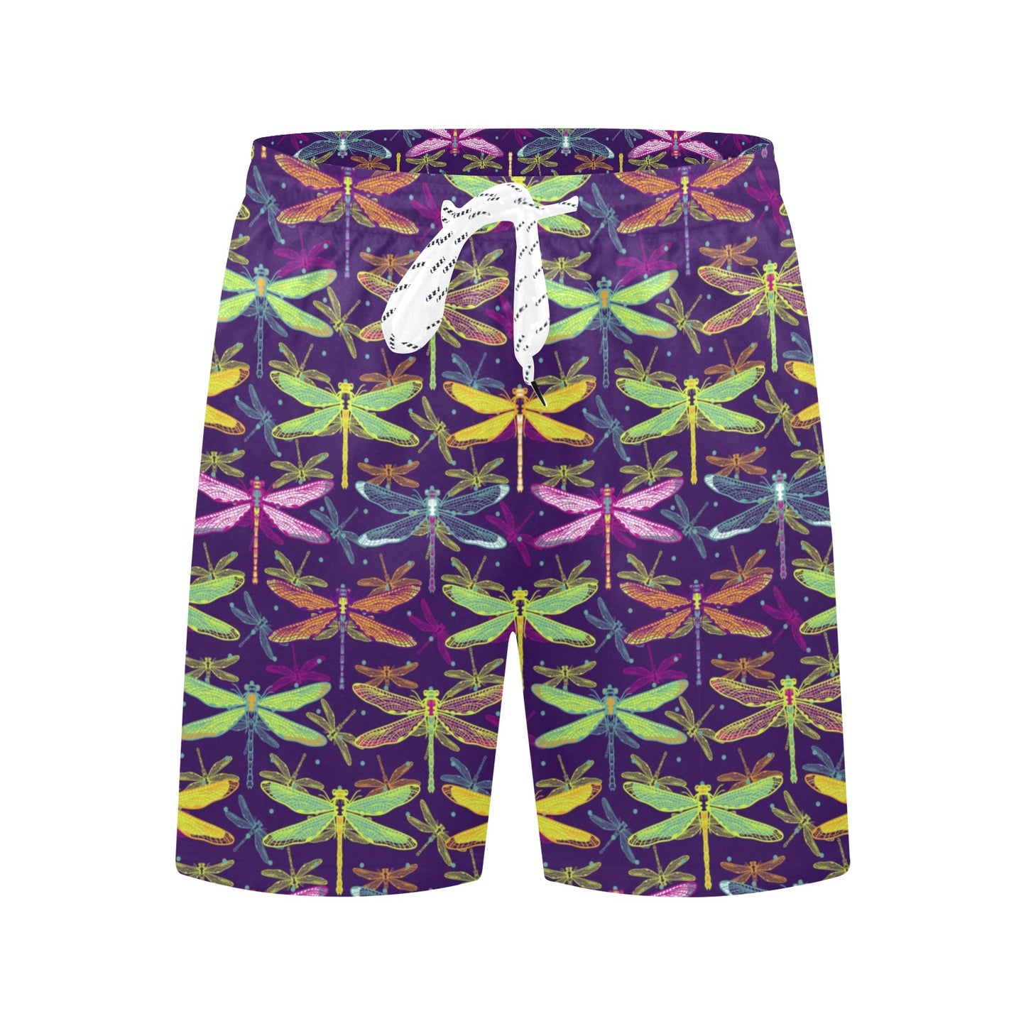 Dragonfly Neon Color Print Pattern Men's Swim Trunks Beach Shorts