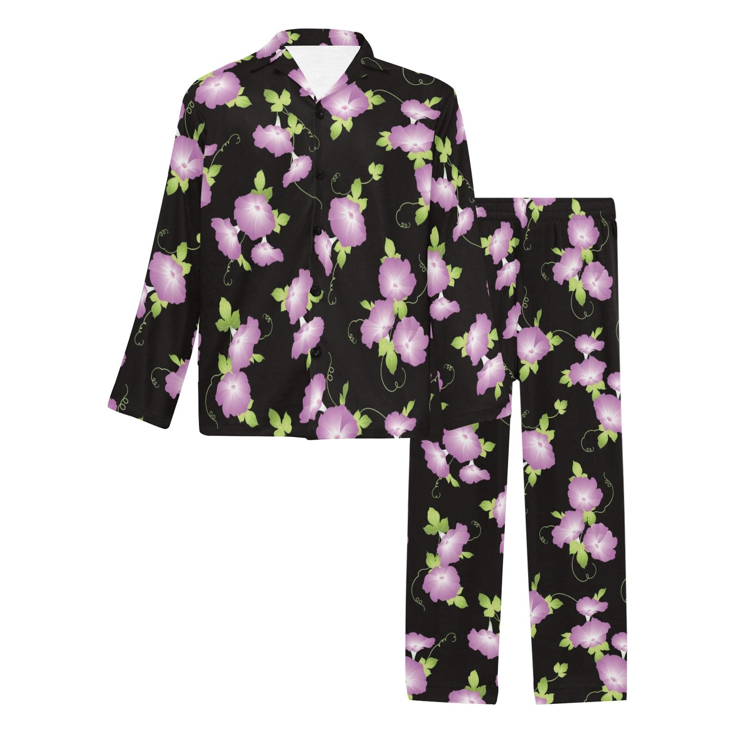 Morning Glory Pattern Print Design MG02 Men's Long Pajama Set