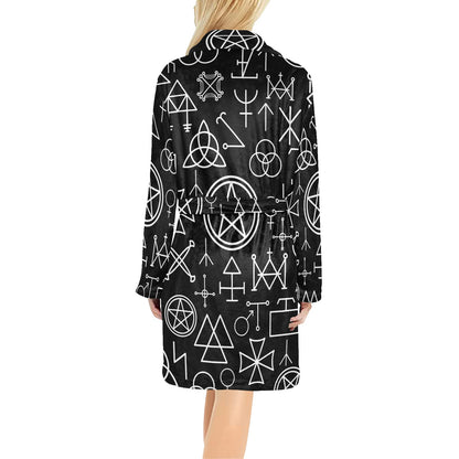 Pentagram Pattern Print Design A02 Women's Fleece Robe