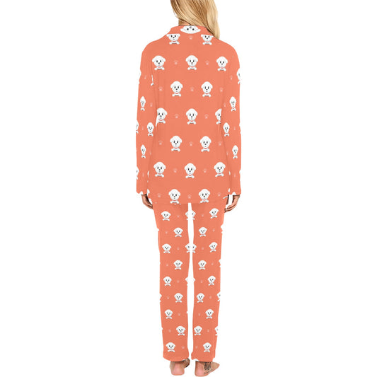 Bichons Frise Pattern Print Design 02 Women's Long Pajama Set