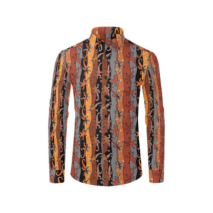 lizard Print Design LKS403 Men's Long Sleeve Dress Shirt