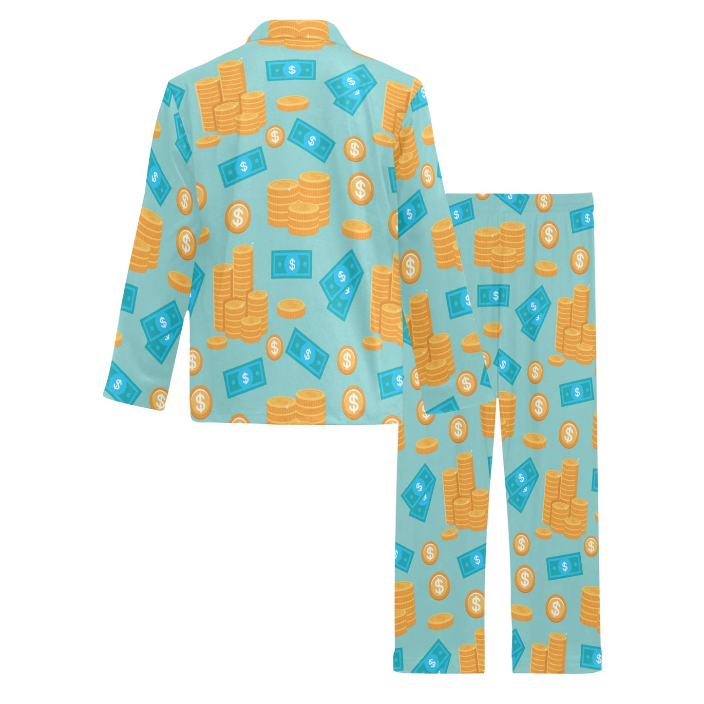 Money Pattern Print Design 03 Men's Long Pajama Set