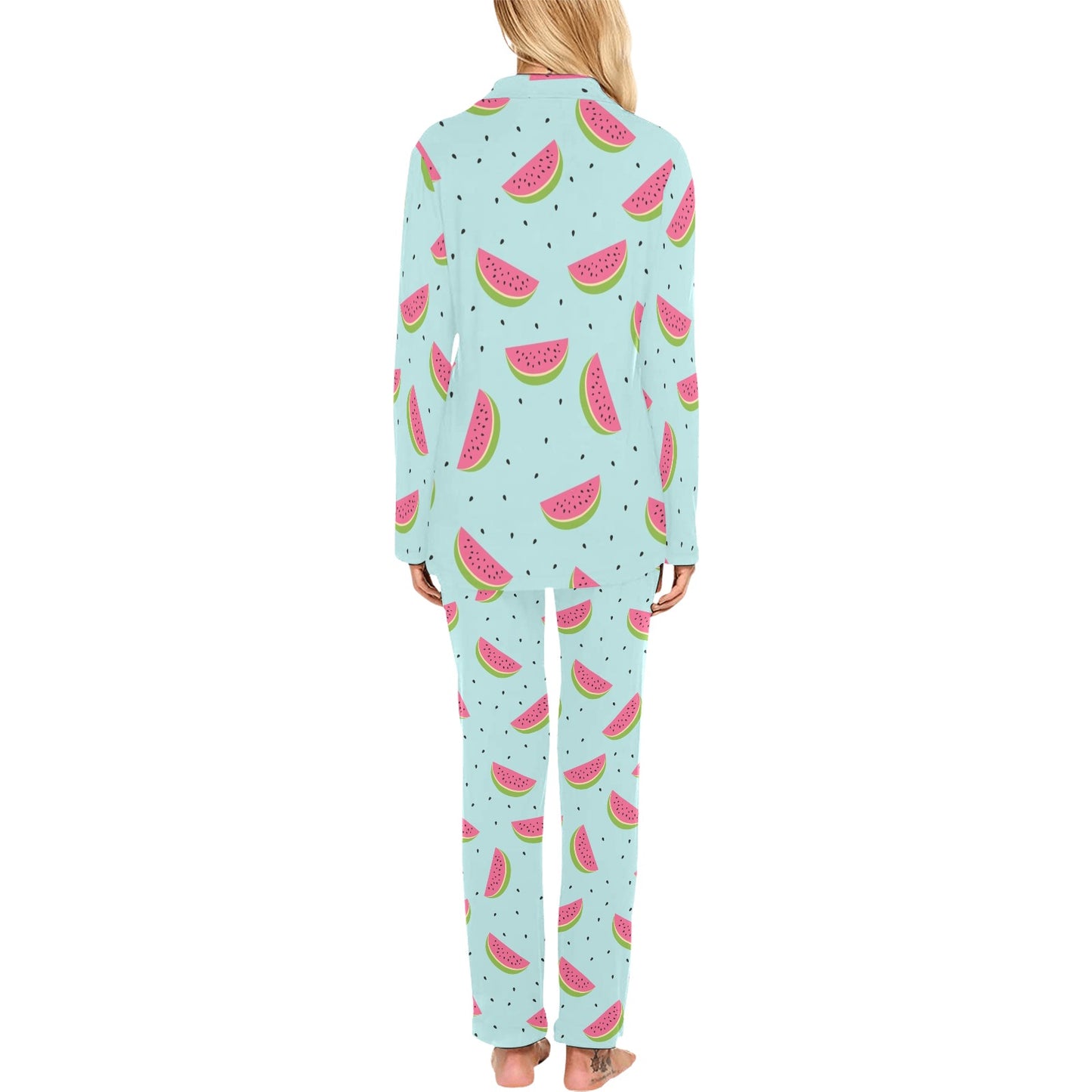 Watermelon Pattern Print Design WM06 Women's Long Pajama Set