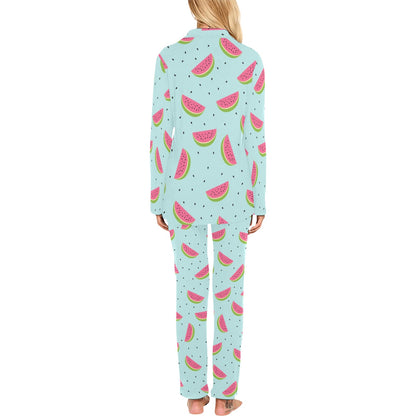 Watermelon Pattern Print Design WM06 Women's Long Pajama Set