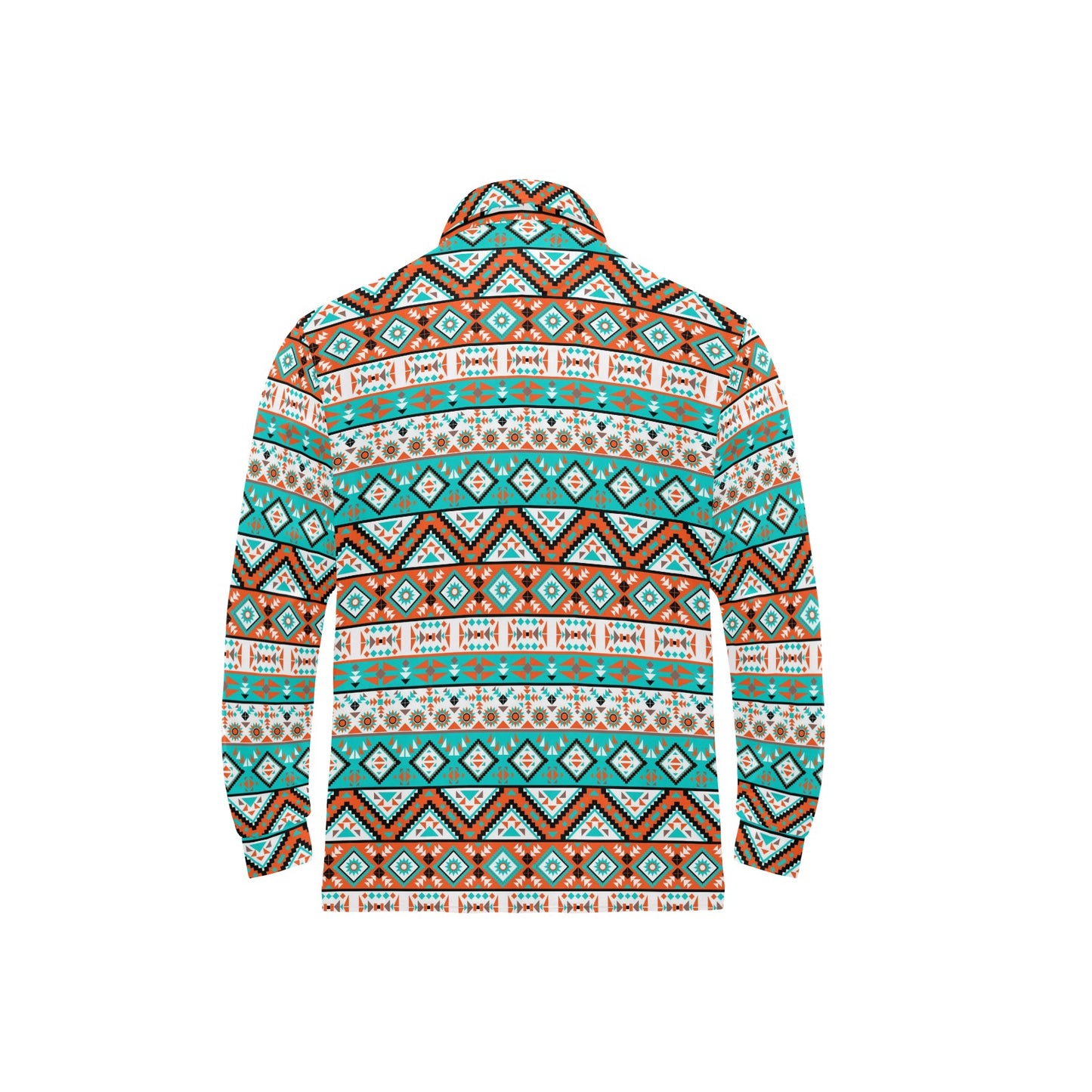 Navajo Style Print Pattern Long Sleeve Polo Shirt For Men's