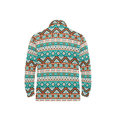 Navajo Style Print Pattern Long Sleeve Polo Shirt For Men's