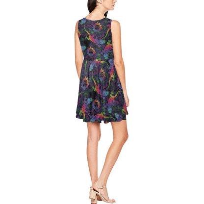 Gecko Rainbow Pattern Print Design 03 Sleeveless Dress