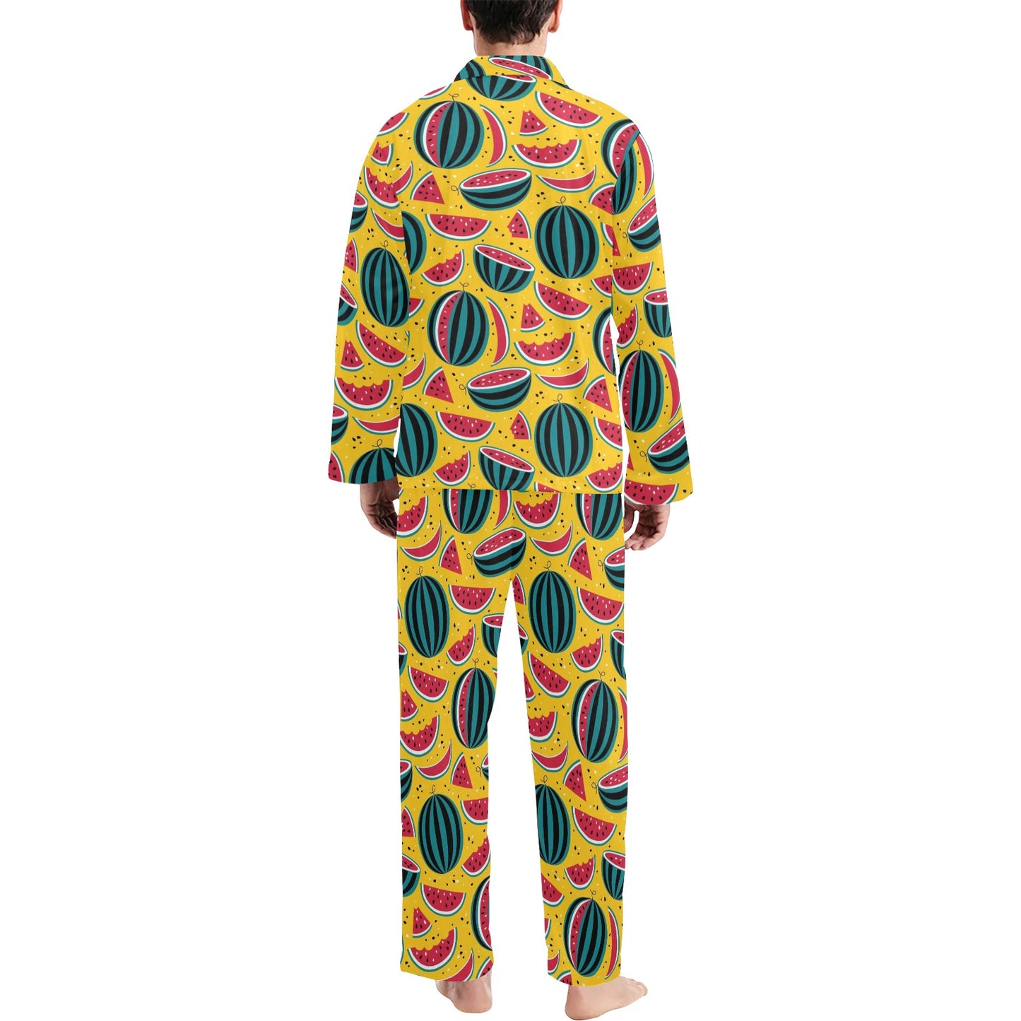 Watermelon Pattern Print Design WM02 Men's Long Pajama Set