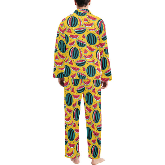Watermelon Pattern Print Design WM02 Men's Long Pajama Set