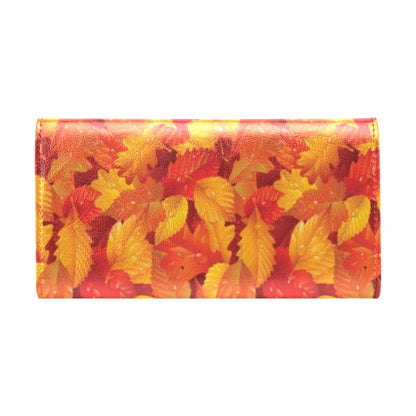 Elm Leave Autum Print Pattern Women's Trifold Wallet
