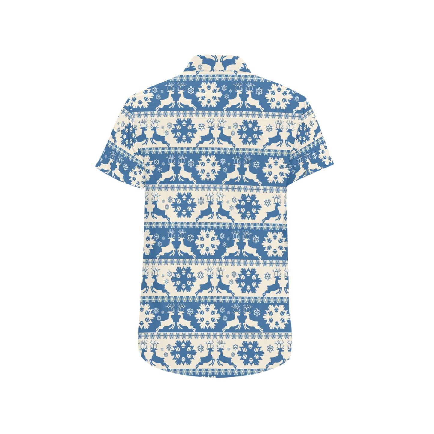 Reindeer Print Design LKS401 Men Short Sleeve Button Up Shirt