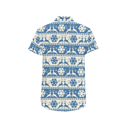 Reindeer Print Design LKS401 Men Short Sleeve Button Up Shirt