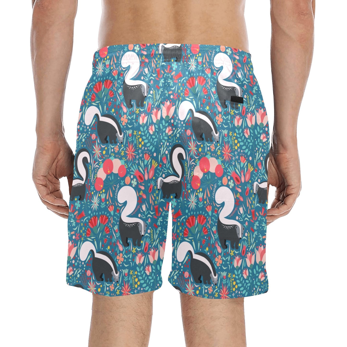 Skunk Print Design LKS302 Men's Swim Trunks Beach Shorts