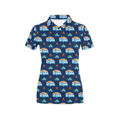 Camper Pattern Camping Themed No 3 Print Women's Polo Shirt
