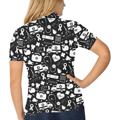 Medical Pattern Print Design 01 Women's Polo Shirt