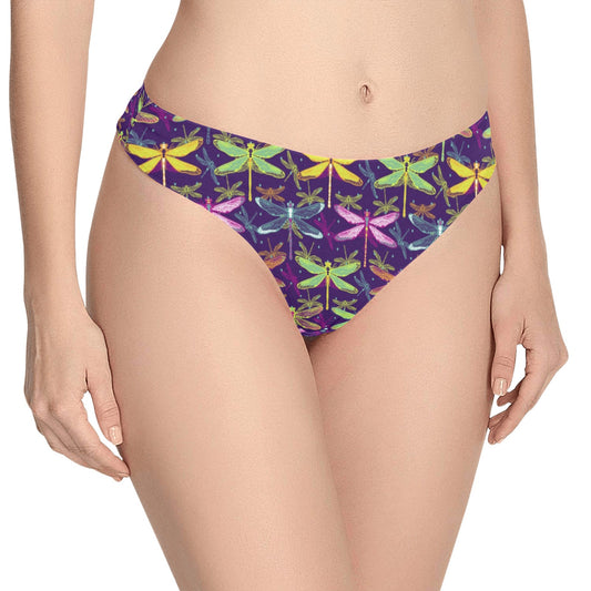 Dragonfly Neon Color Print Pattern Women's Thongs