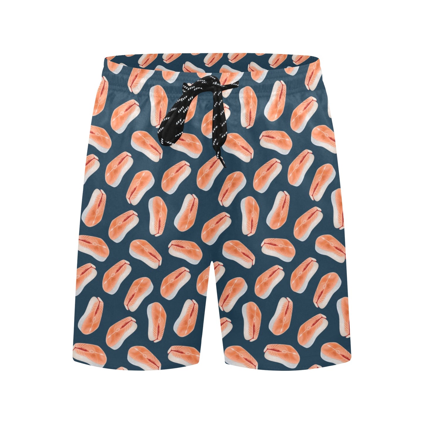 Salmon Steak Print Design LKS306 Men's Swim Trunks Beach Shorts